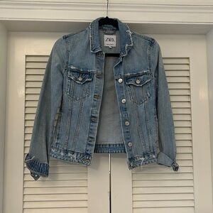 Zara distressed denim jacket, size XS